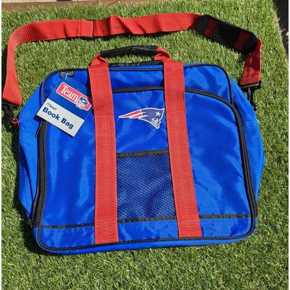 1990s Mead NFL New England Patriots Messenger Carry-on Gym Laptop Book Bag NWT